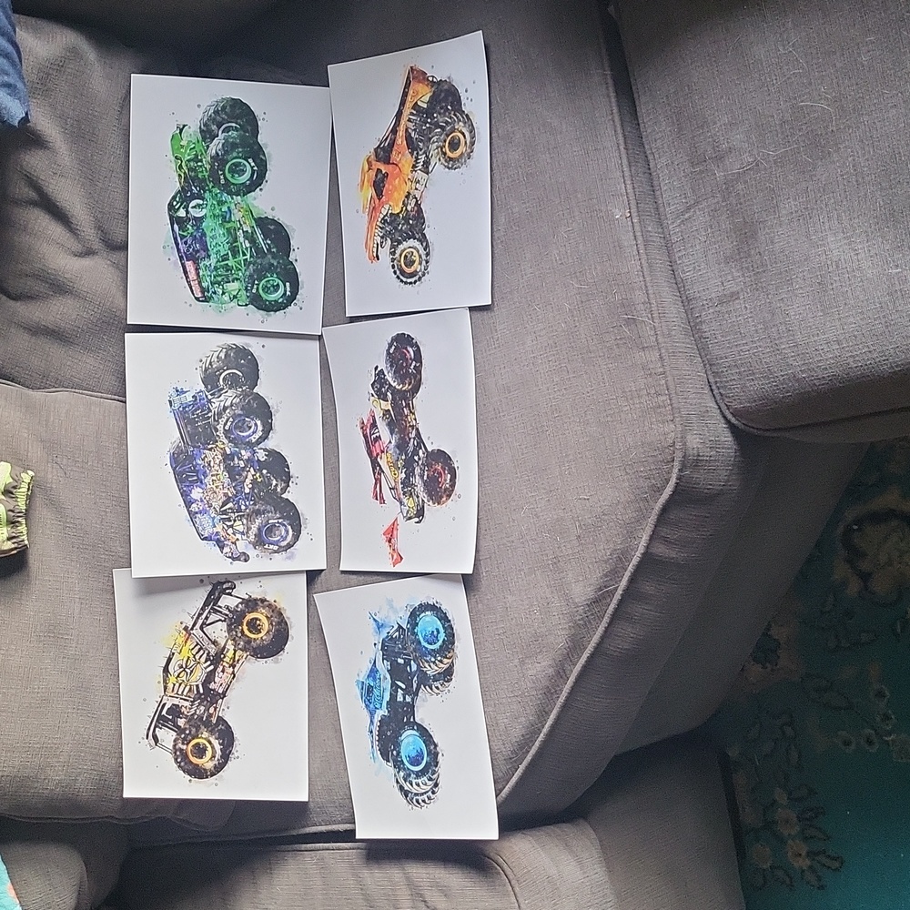 Monster Jam Monster Trucks Sketch Prints - Set of 6 8x10